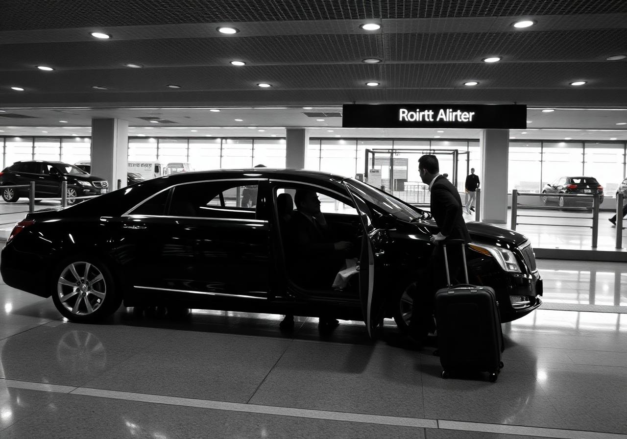 Black sedan at JFK airport pickup